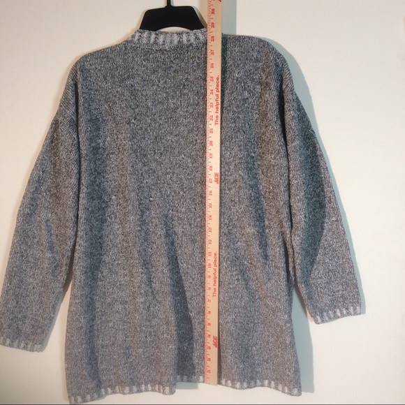 Adrienne Vittadini Black Grey Open Front Cardigan - Picture 6 of 6